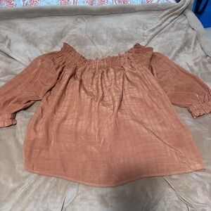 Ann Taylor Factory Terracotta Off-Shoulder Blouse L